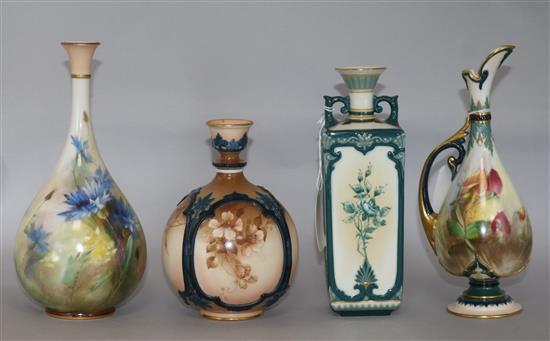 Four Hadleys Worcester decorative vases, various, H 14cm to 20cm